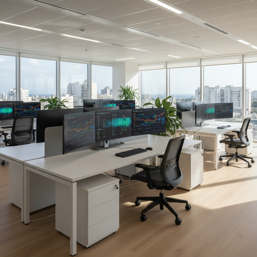 Fintech payment processing workspace showing digital transaction infrastructure