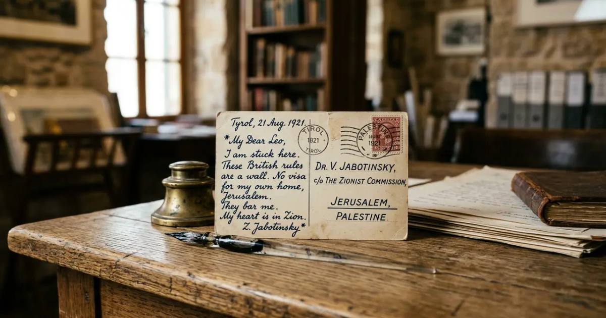 Jabotinsky Postcard Reveals 1921 Visa Battle for Palestine