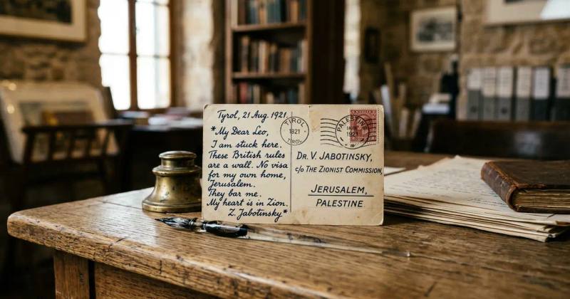 Jabotinsky Postcard Reveals 1921 Visa Battle for Palestine